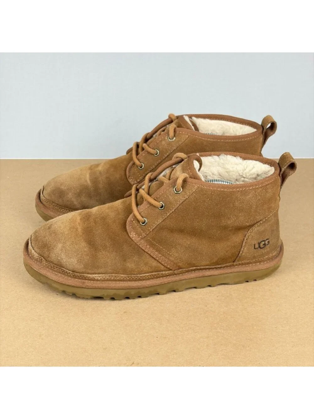 UGG Neumel Suede Shearling Lined Chukka Boot Mens 10 Tan Lace Up Casual